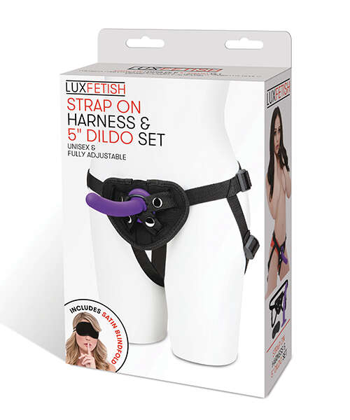 Lux Fetish 5" Dildo w/Strap On Harness Set