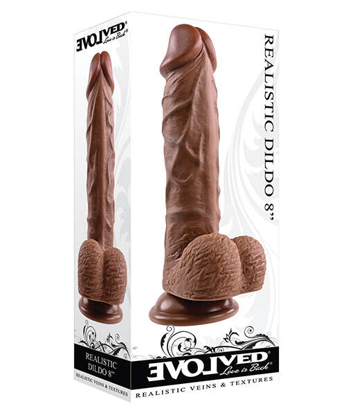 Evolved 8" Realistic Dildo w/Balls - Dark
