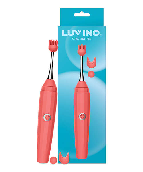 Luv Inc. Orgasm Pen w/Three Attachments - Coral