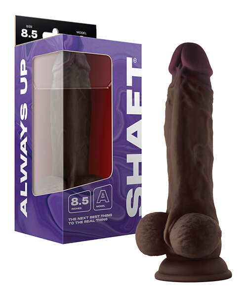 Shaft Model A Flexskin Liquid Silicone 8.5" Dong w/Balls - Mahogany