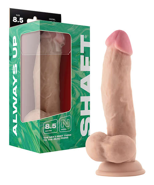 Shaft Model N Flexskin Liquid Silicone 8.5" Side Curve Dong w/Balls - Pine