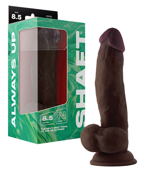 Shaft Model N Flexskin Liquid Silicone 8.5" Side Curve Dong w/Balls - Mahogany