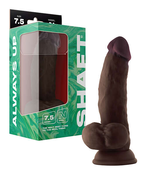 Shaft Model N Flexskin Liquid Silicone 7.5" Side Curve Dong w/Balls - Mahogany