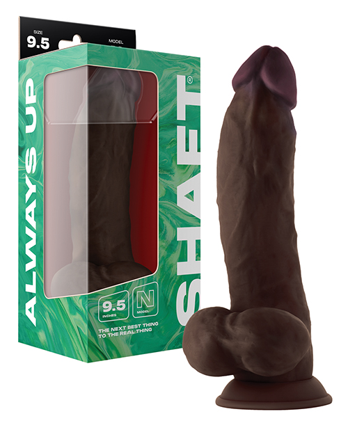 Shaft Model N Flexskin Liquid Silicone 9.5" Side Curve Dong w/Balls - Mahogany
