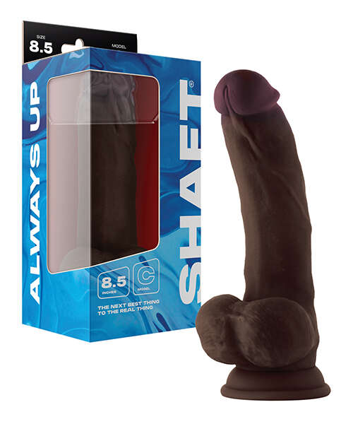 Shaft Model C Flexskin Liquid Silicone 8.5" Curved Dong w/Balls - Mahogany
