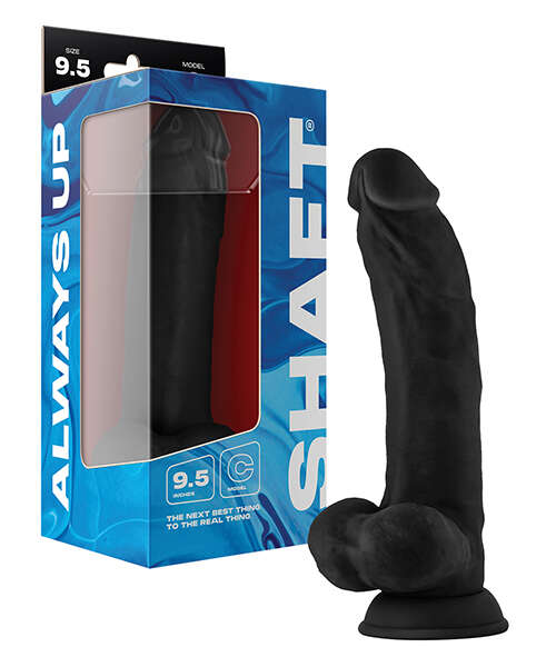 Shaft Model C Flexskin Liquid Silicone 9.5" Curved Dong w/Balls - Black