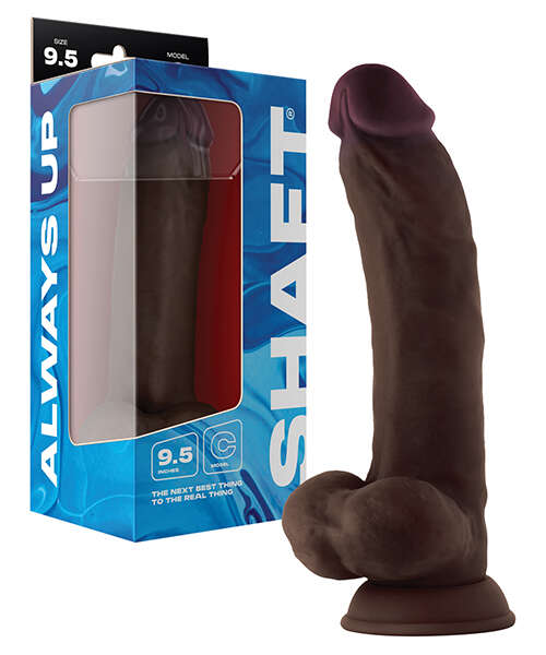 Shaft Model C Flexskin Liquid Silicone 9.5" Curved Dong w/Balls - Mahogany