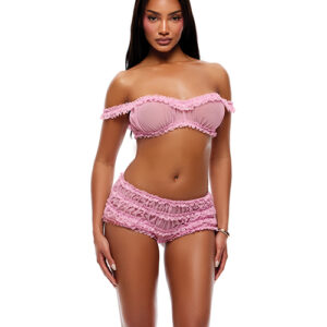 Soft Girl Era Sheer Mesh & Lace Bralette 2 pc Set - Light Pink XL