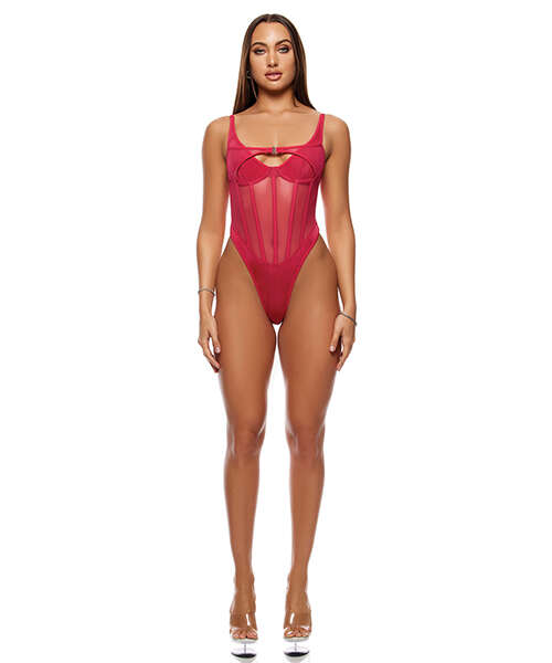 Layers To This Mesh and Knit Teddy - Pink XL