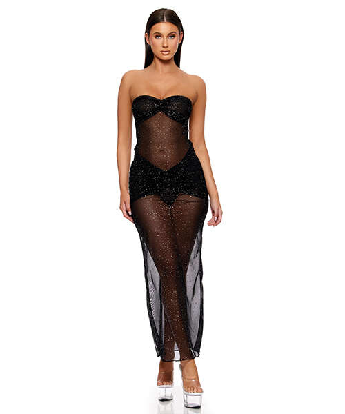Private Party Glitter Dress w/Thong - Black MD