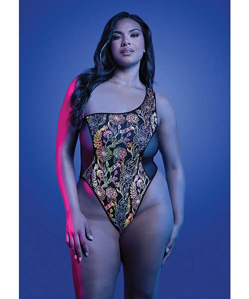 Luminescent Flash Reflective Floral Print Teddy - Black QN
