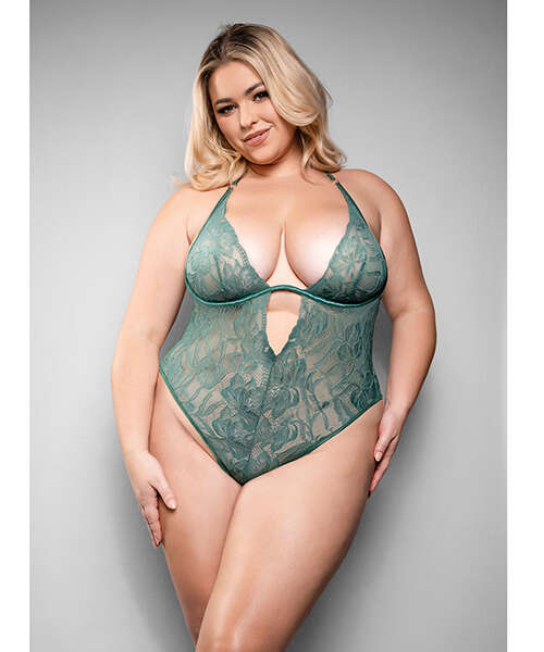 Temptress Aerin Lace Teddy w/Removable Chain - Green 1X/2X