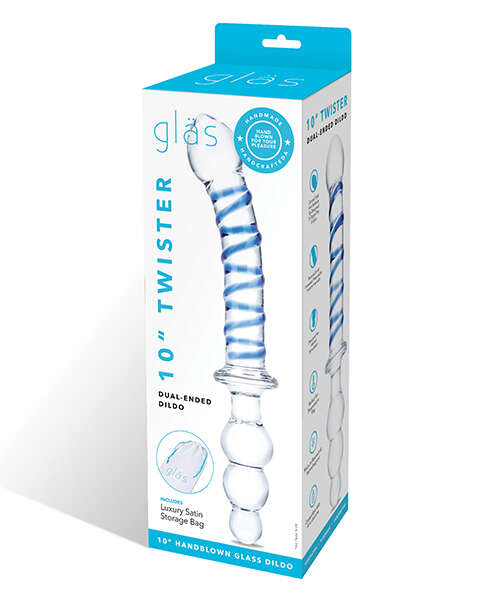 Glas 10" Twister Dual Ended Dildo - Blue