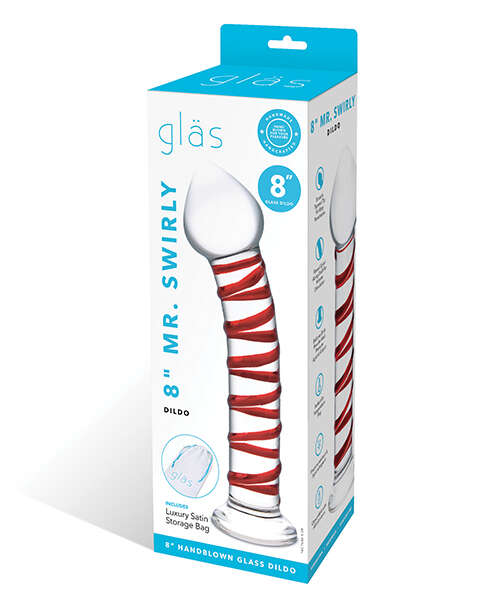 Glas 8" Mr. Swirly Glass Dildo - Red