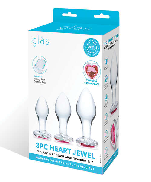 Glas 3 pc Heart Jewel Glass Anal Training Kit
