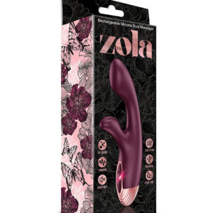 Zola Rechargeable Silicone Dual Massager - Burgundy/Rose Gold