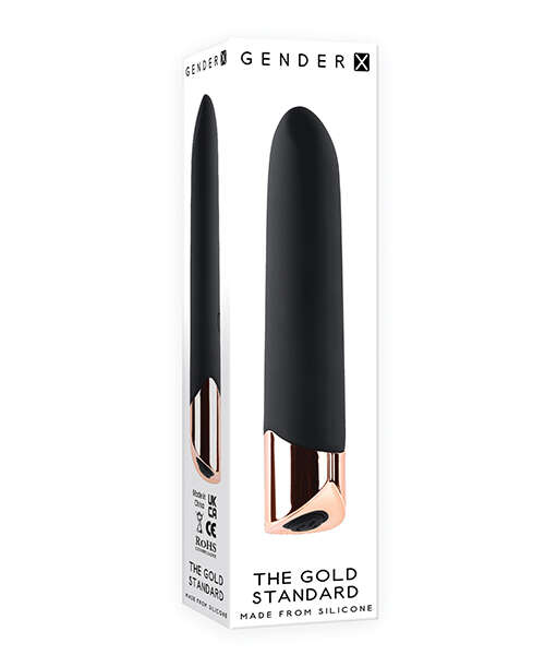Gender X The Gold Standard Rechargeable Silicone Bullet - Black/Rose Gold