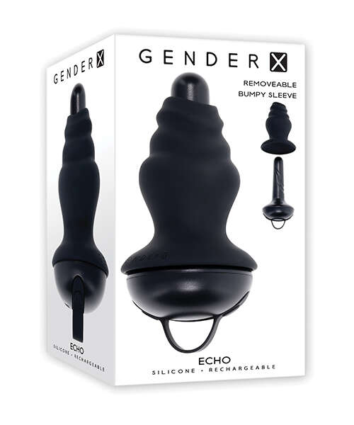 Gender X ECHO Vibrating Shaft w/Removable Silicone Sleeve - Black