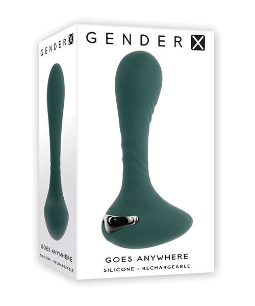 Gender X Goes Anywhere Vibrating Silicone Plug - Teal