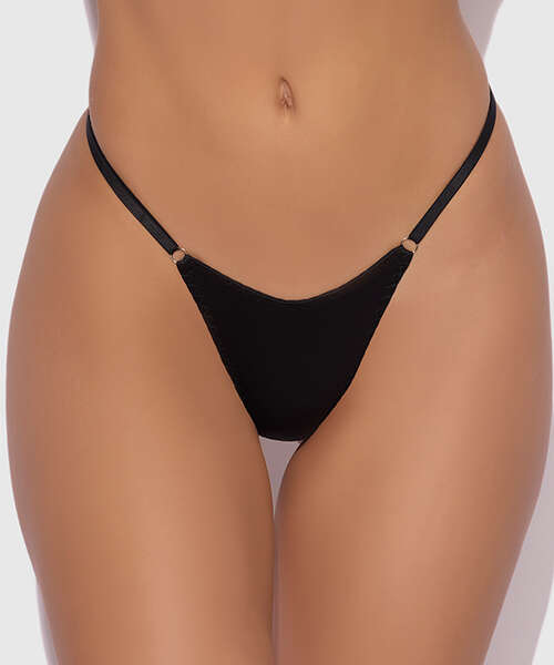 Krystal Rhinestone Net Back G-String - Black L/XL
