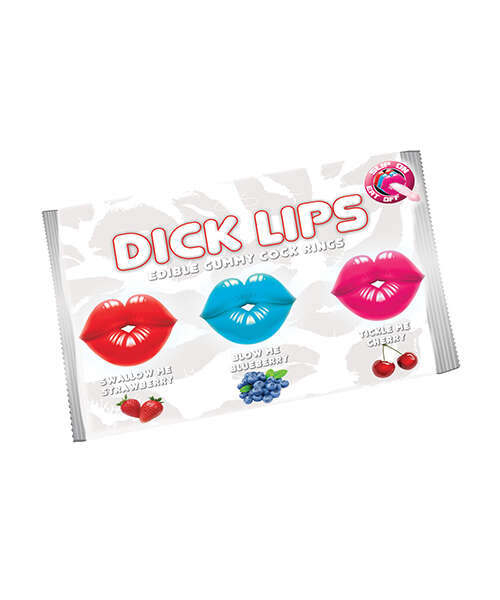 Dicklips Edible Gummy Cock Rings - Asst. Flavors Pack of 3