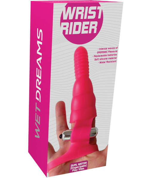 Wet Dreams Wrist Rider Finger Play Sleeve w/Wrist Strap - Hot Pink