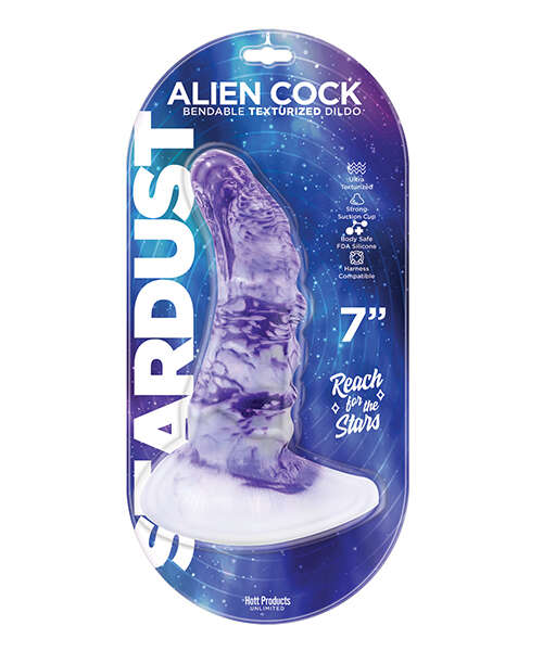 Stardust Alien Cock Silicone Textured 7" Dildo - Purple
