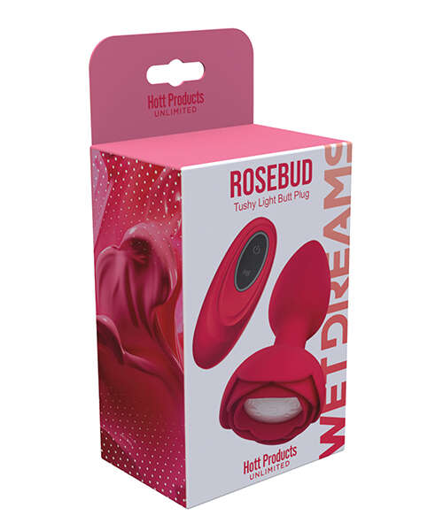 Rosebud Tushy Light Up Butt Plug - Red