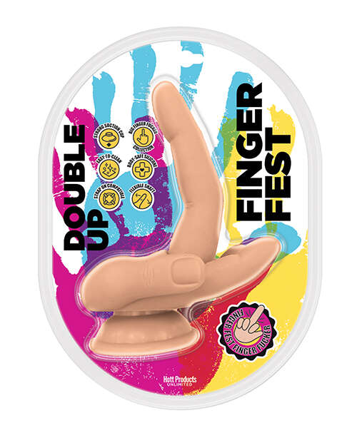 Finger Fest Double Up Dildo - Flesh