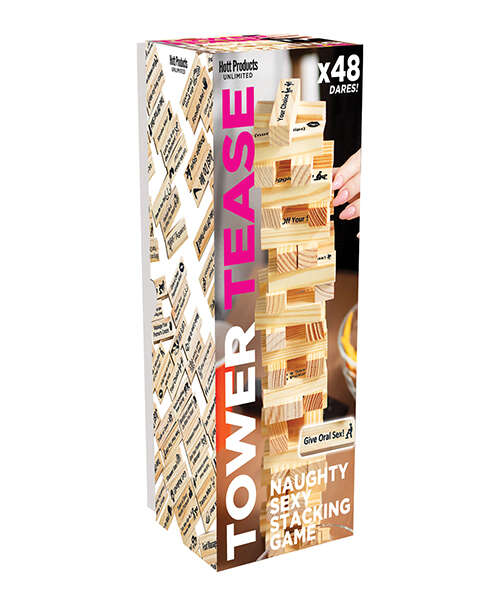 Tower Tease Naughty Sex Game w/Assorted Wooden Blocks/Sayings