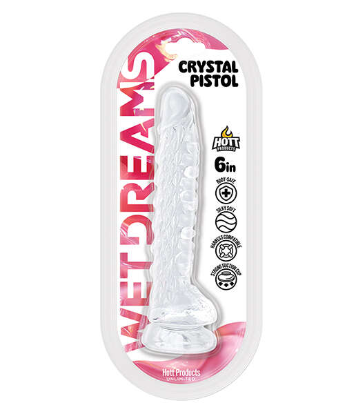 Wet Dreams Crystal Pistol 6" Suction Cup Dildo - Clear