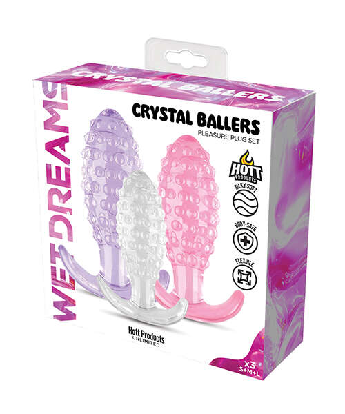 Wet Dreams Crystal Ballers Anal Plugs 3 Pack