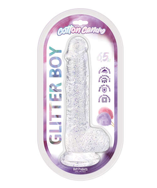 Cotton Candy Glitter Boy 6" Suction Cup Dildo - Clear