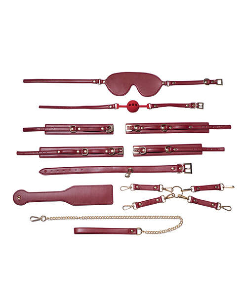 Kinky Play Box Red Passion 8 pc Set Bondage Kit - Red
