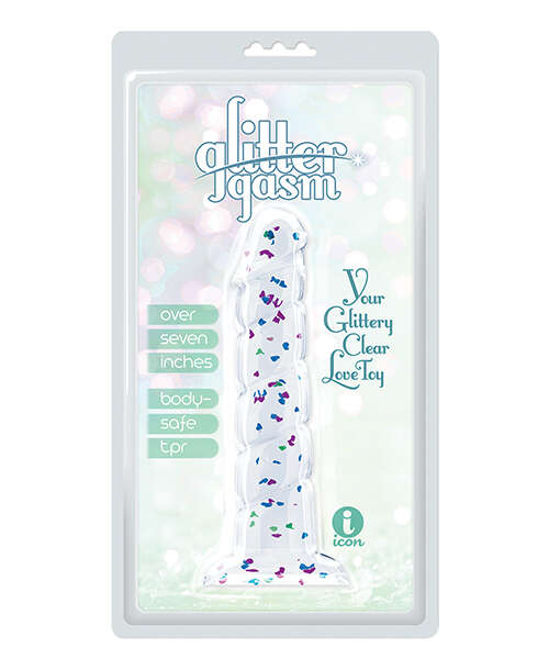 Glittergasm 7.5" Swirls Dildo - Blue/Purple/Violet