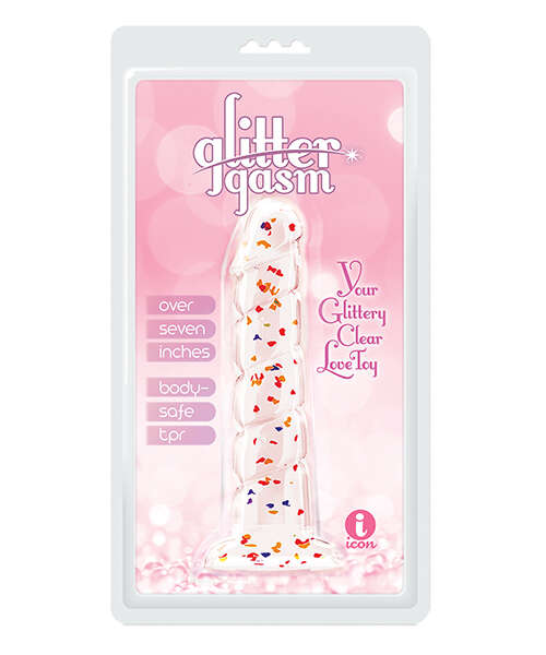 Glittergasm 7.5" Swirls Dildo - Red/Gold/Orange