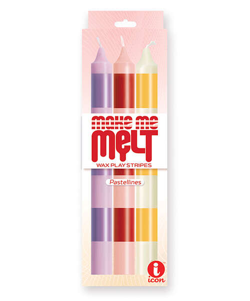 The 9's Make Me Melt Sensual Warm Drip Candles - Pastellines Stripes Pack of 3
