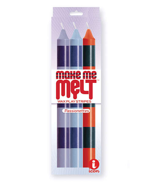The 9's Make Me Melt Sensual Warm Drip Candles - Passionettes Stripes Pack of 3
