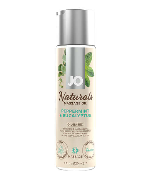 JO Naturals Massage Oil - Peppermint & Eucalyptus 4 oz Bottle