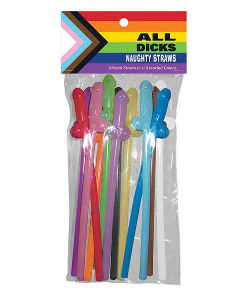 All Dicks Naughty Straws - Asst. Colors Pack of 11