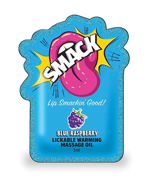 Smack Lickable Warming Massage Oil - Blue Raspberry 3 ml pouch