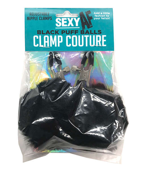 Sexy AF Nipple Clamps - Black Puff Ball
