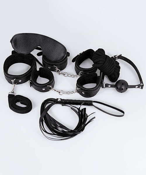 Lust PU Leather 7 Pack Lite Bondage Set - Black
