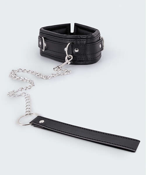 Lust PU Leather Collar & Leash - Black