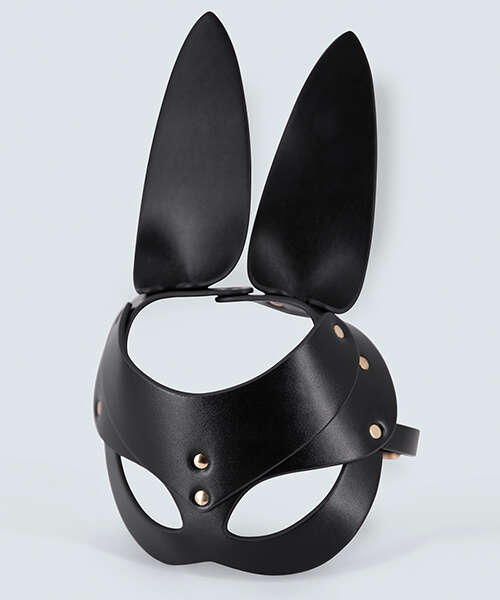 Lust PU Leather Bunny Mask - Black