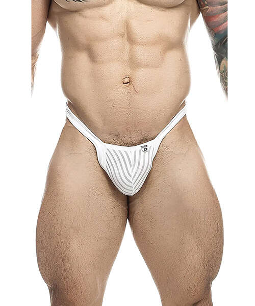Male Basics Y Buns Thong White Sheer XL