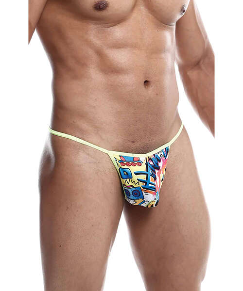 Male Basics Sinful Hipster Wow T Thong G-String Yellow Print SM