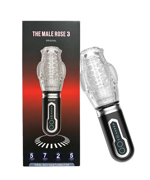 The Male Rose 3 Thrusting, Rotating & Vibrating Oral Sex Masturbator - Black