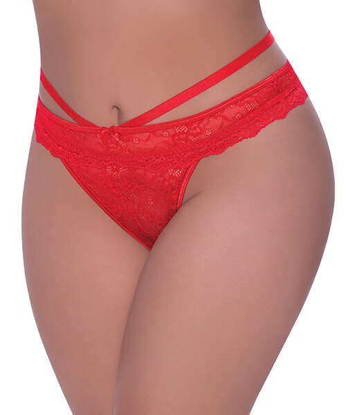 Ooh La Lace Peek-a-Boo Cheeky Panty Red QN