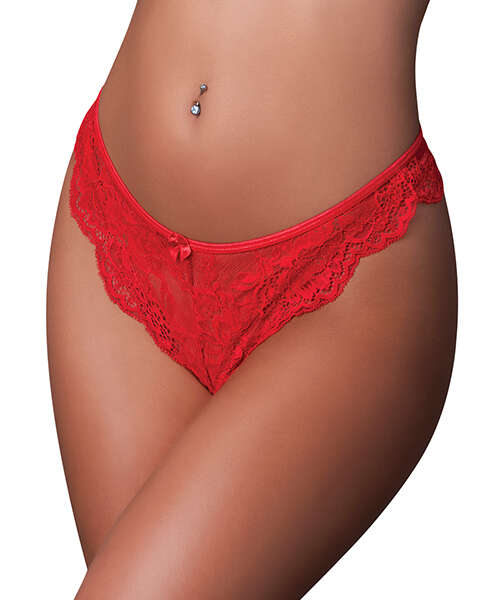 Sugar High Split Crotch Panty - Red S/M